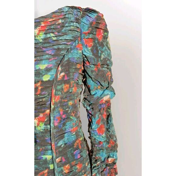 Rebecca Minkoff Womens Silk Dress Size 2 Blue Printed Above Knee Long Sleeve - Picture 3 of 8